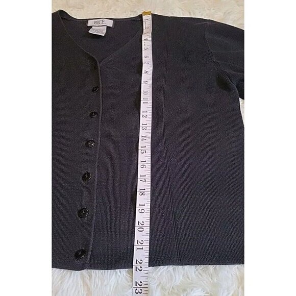 Bice Womens Black Cardigan V Neck Sweater Large Ramie Cotton - Picture 10 of 12